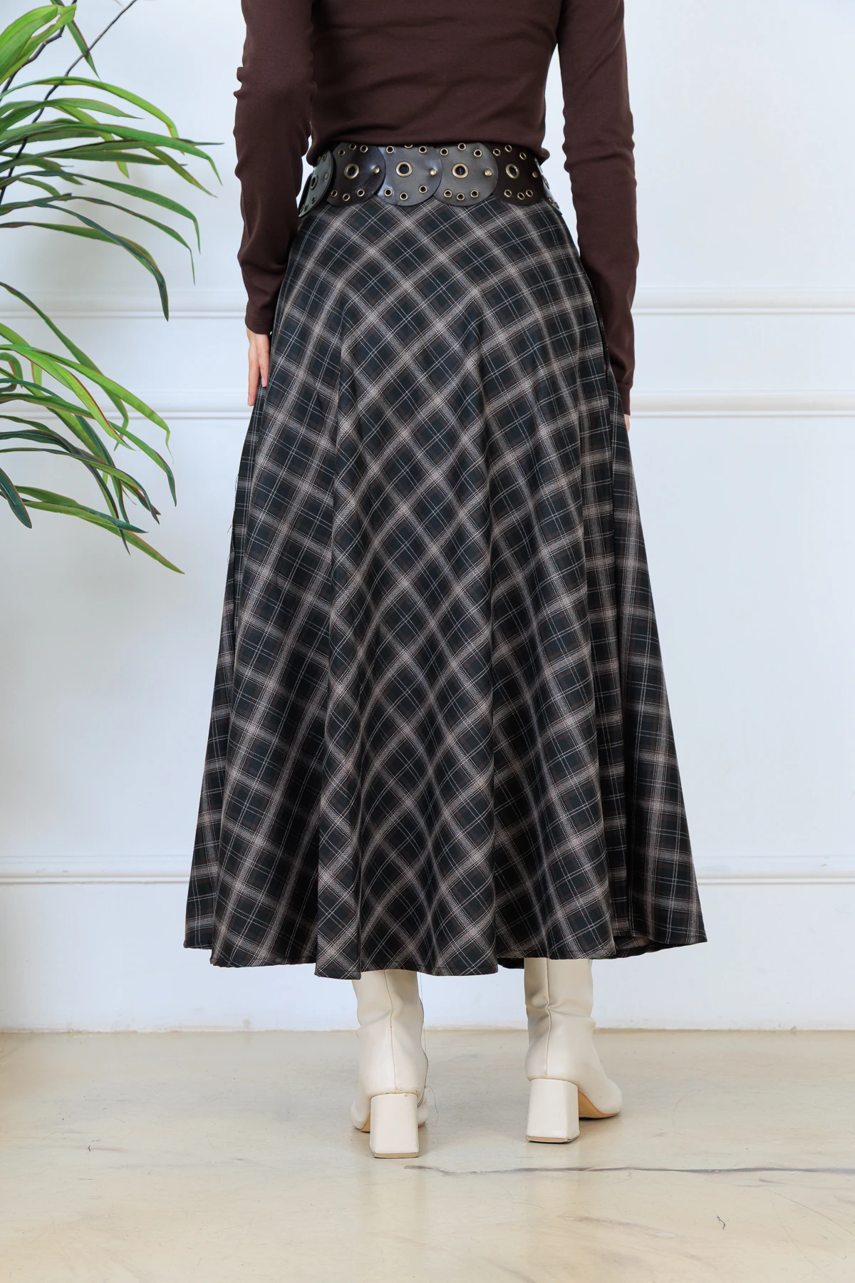 CPSL4713 MAXİ BOY EKOSE DESEN ETEK