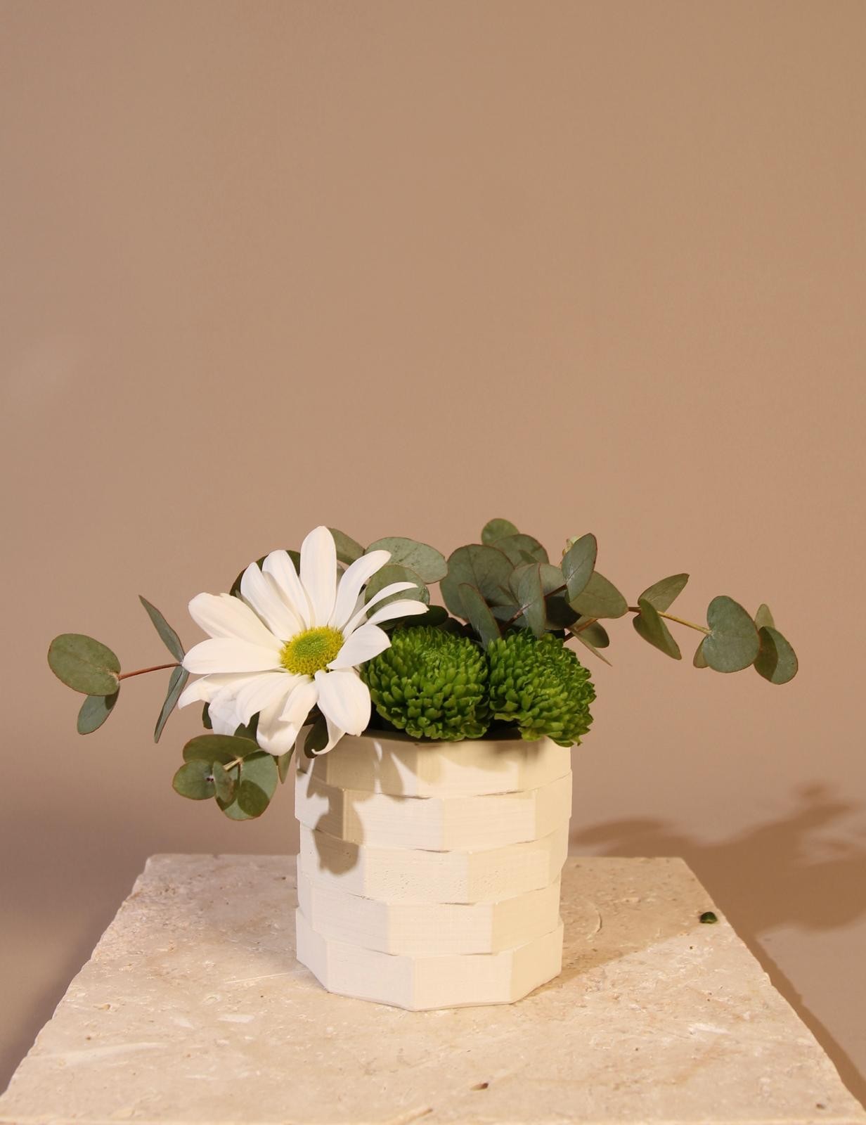 Natura Bloc Mini Beton Saksı Beyaz