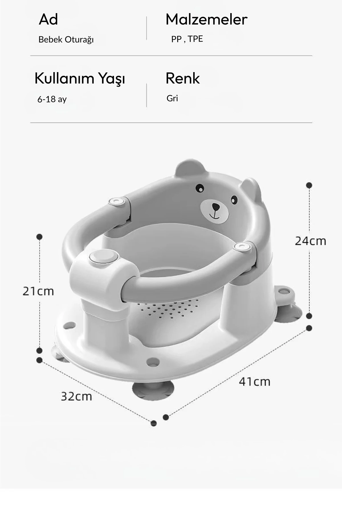 NPOL Bebek Banyo Oturağı - Vakum Tabanlı, Güvenli, Ergonomik ve Çok Amaçlı Kullanım