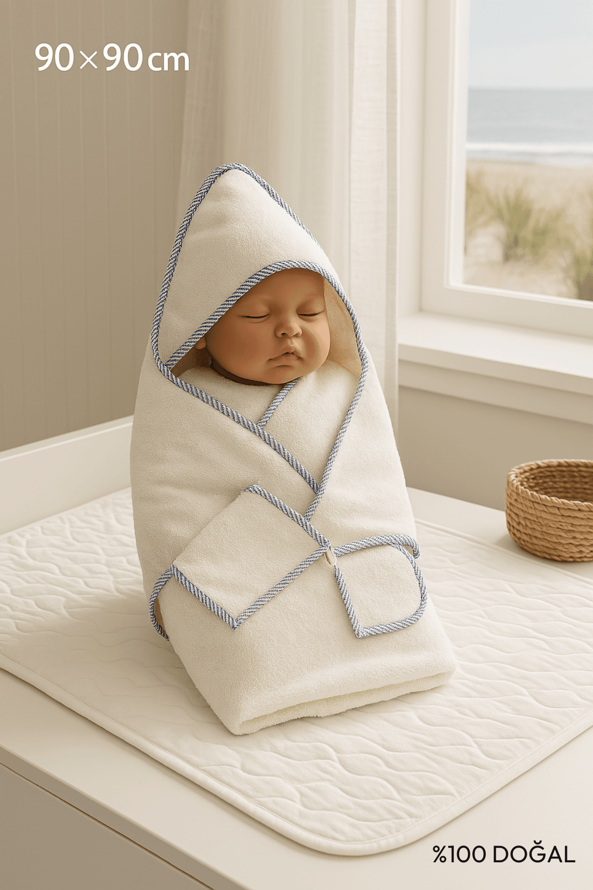 Organik Havlu Kundak Set - Bebek Banyo Havlu Set