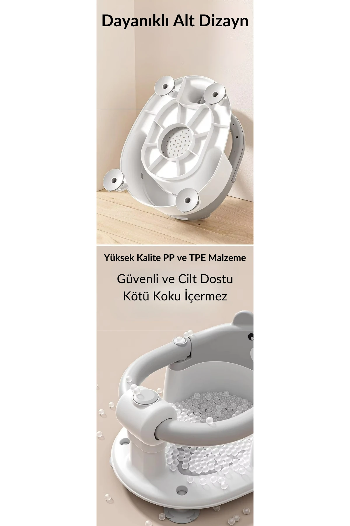 NPOL Bebek Banyo Oturağı - Vakum Tabanlı, Güvenli, Ergonomik ve Çok Amaçlı Kullanım