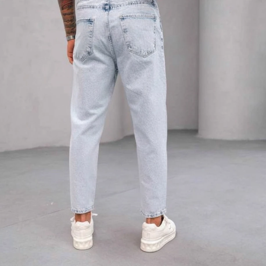 BUZ MAVİSİ RENK BOYFRİEND JEANS PANTOLON