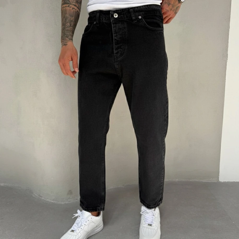 SİYAH RENK BOYFRİEND JEANS PANTOLON