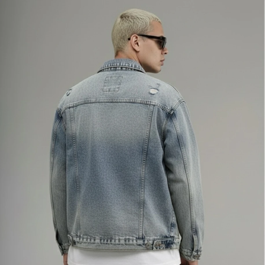 UNISEX BEJ OVERSİZE JEANS KOT CEKET