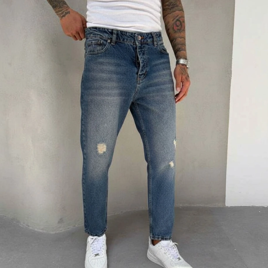 LACİVERT RENK BOYFRİEND JEANS PANTOLON
