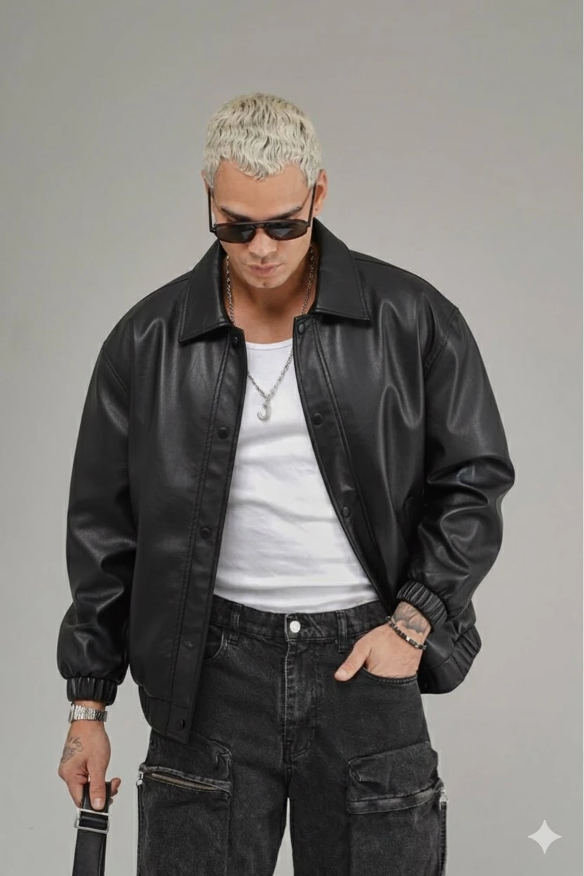 UNİSEX OLD MONEY OVERSİZE DERİ CEKET 