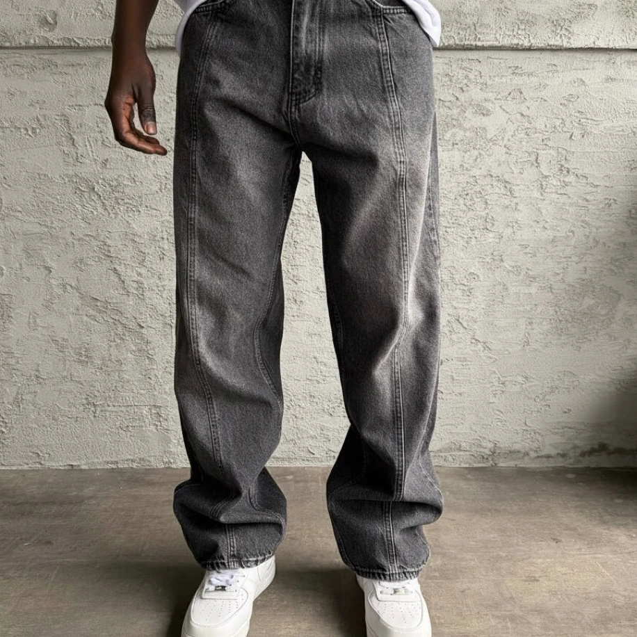 ANTRASİT RENK RELAX BAGGY JEANS PANTOLON