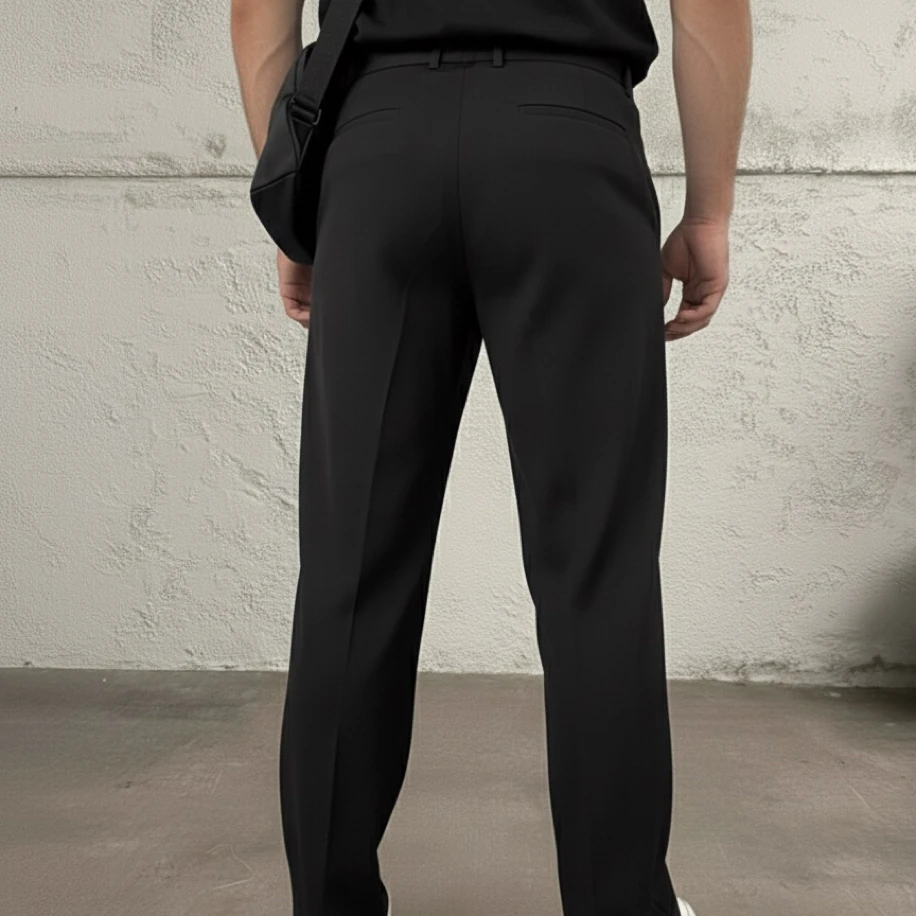 SİYAH RENK  FİTİLLİ BAGGY KUMAŞ PANTOLON