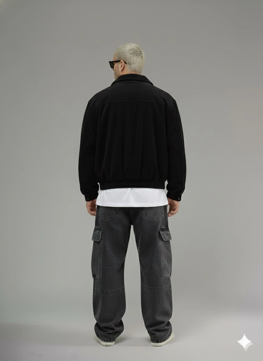 UNİSEX OVERSİZE SİYAH RENK  BOMBER KADİFE CEKET    