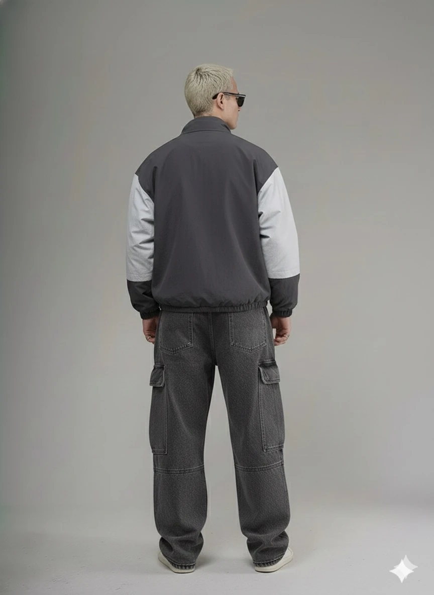 UNİSEX ANTRASİT RENK VİNTAGE OVERSİZE CEKET 