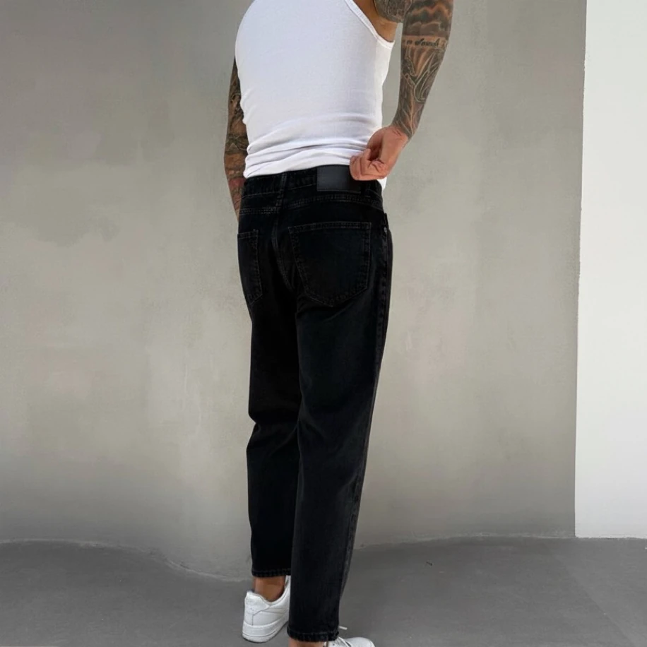 SİYAH RENK BOYFRİEND JEANS PANTOLON