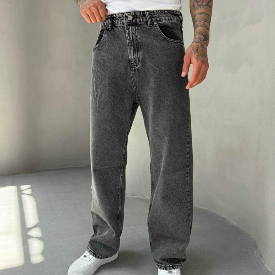 ANTRASİT RENK RELAX BAGGY JEANS PANTOLON