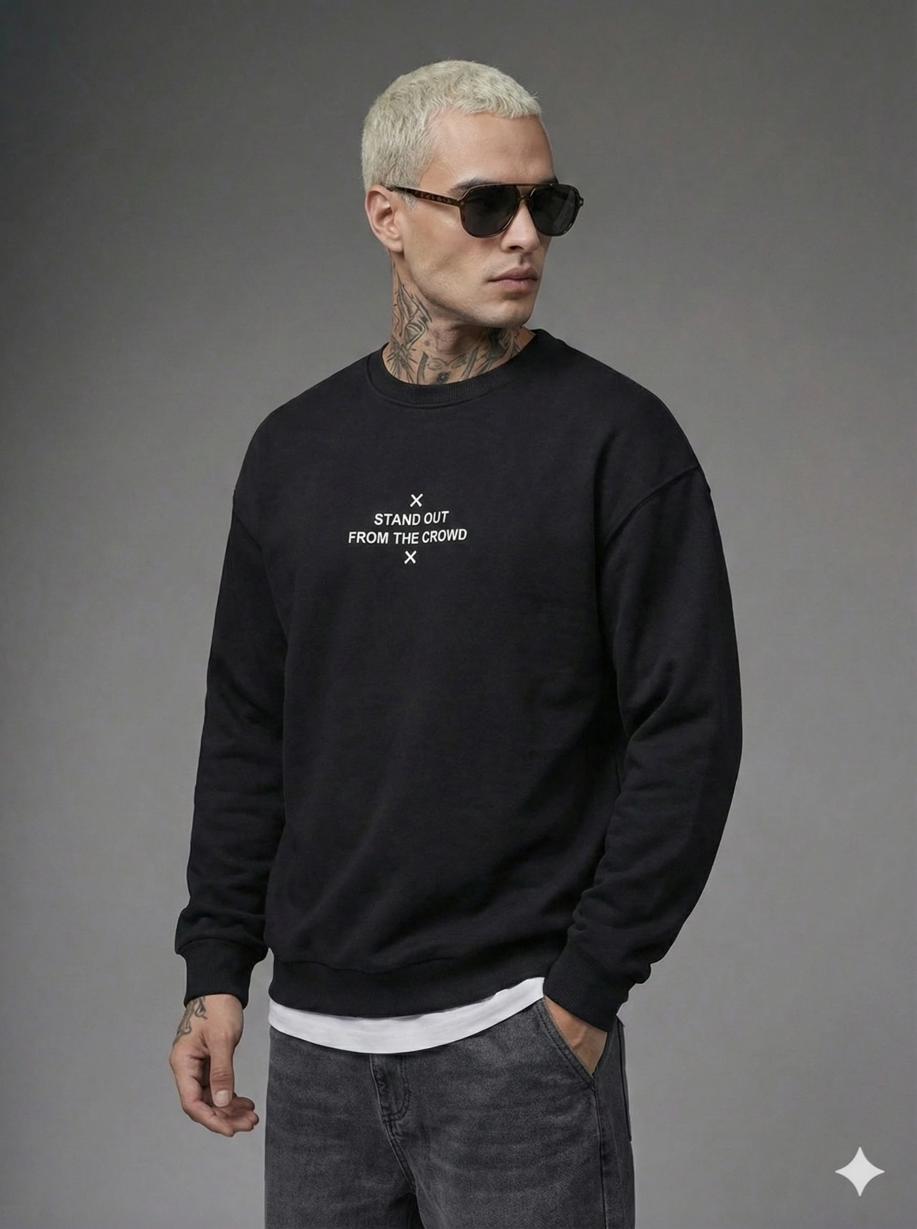 UNISEX LACİVER SIRT BASKILI  OVERSİZE SWEATSHİRT