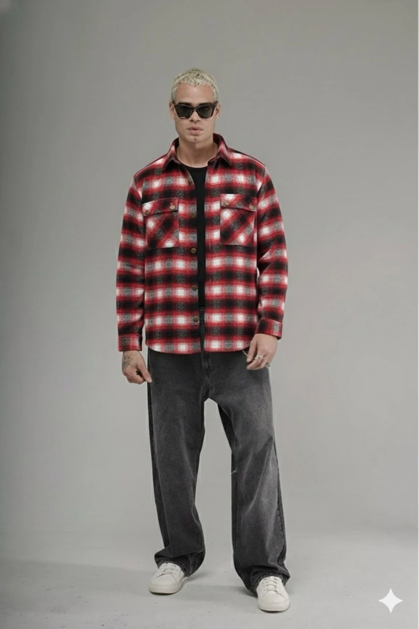 DESENLİ CİFT CEPLİ ODUNCU GÖMLEK 