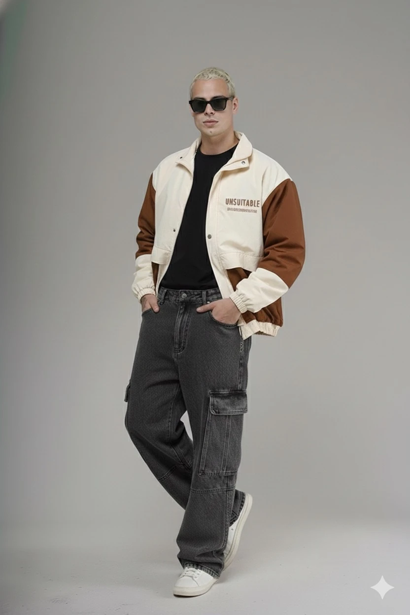 UNİSEX BEJ RENK VİNTAGE OVERSİZE CEKET 