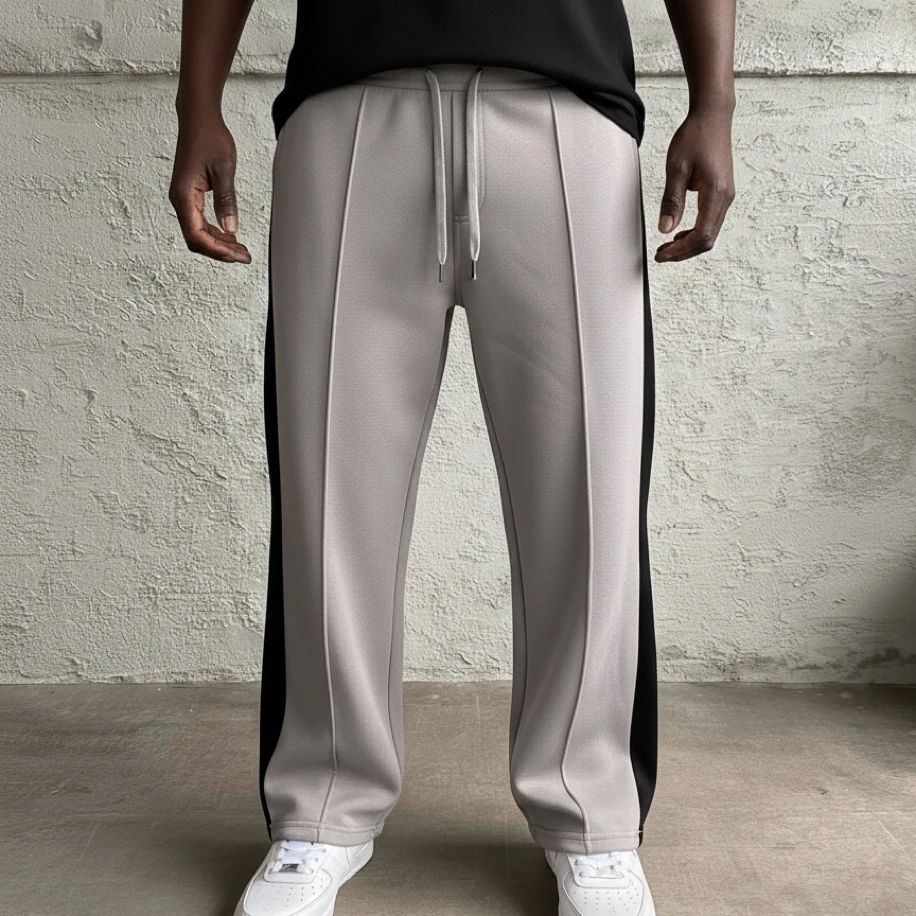 UNISEX METALİK GRİ TEK SİYAH ŞERİTLİ  BAGGY EŞOFMAN ALTI