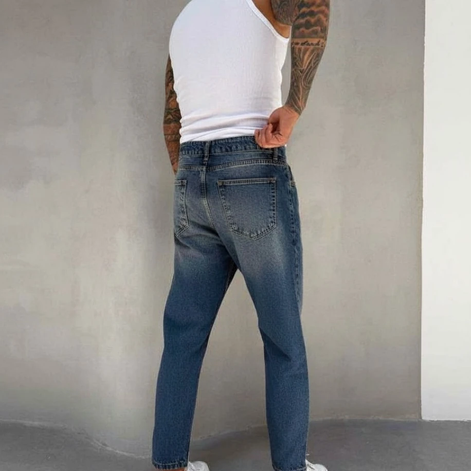LACİVERT RENK BOYFRİEND JEANS PANTOLON