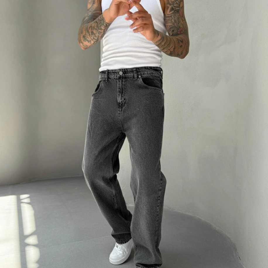 ANTRASİT RENK RELAX BAGGY JEANS PANTOLON