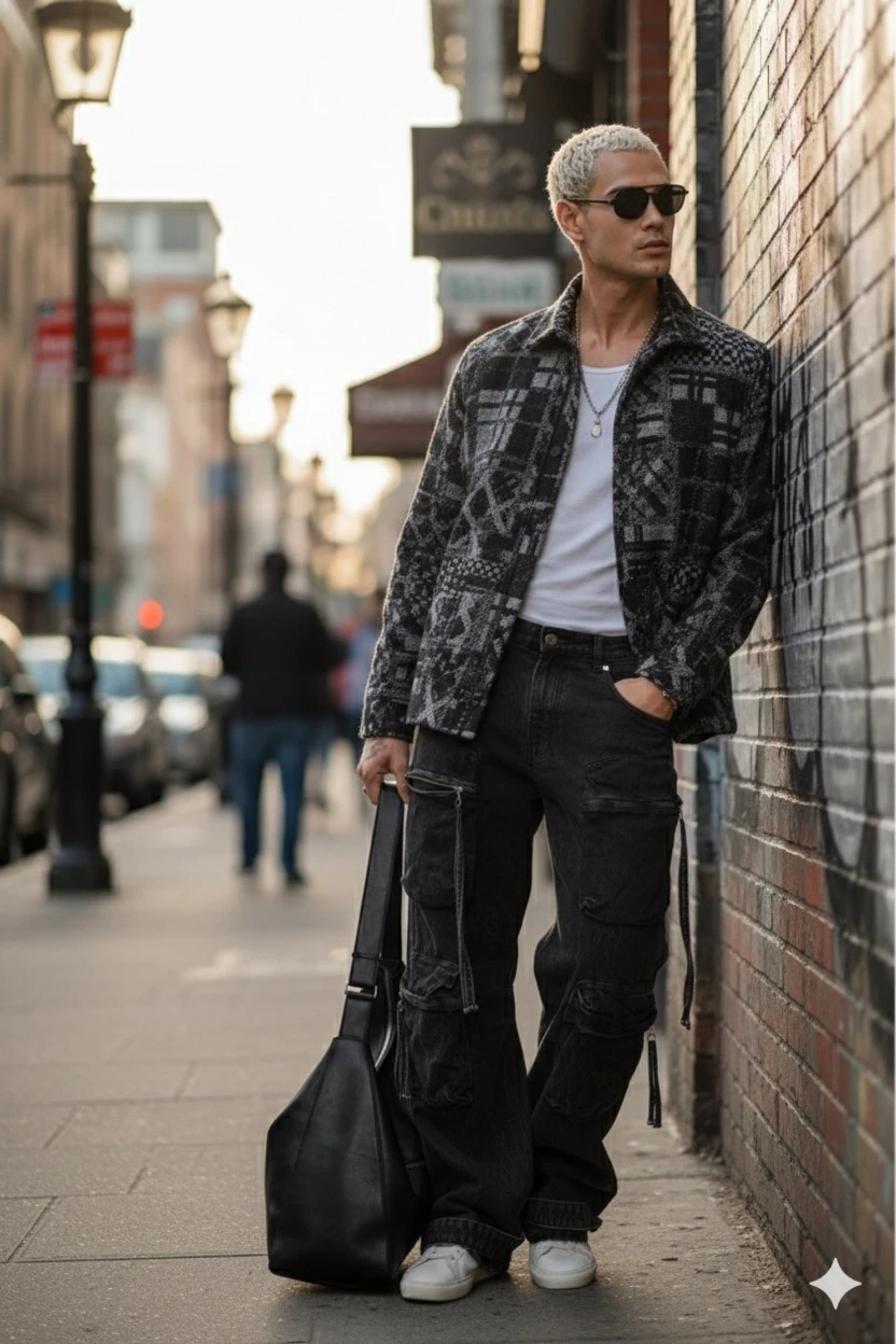 OVERSİZE KUMAŞ DESENLİ  ODUNCU GÖMLEK 