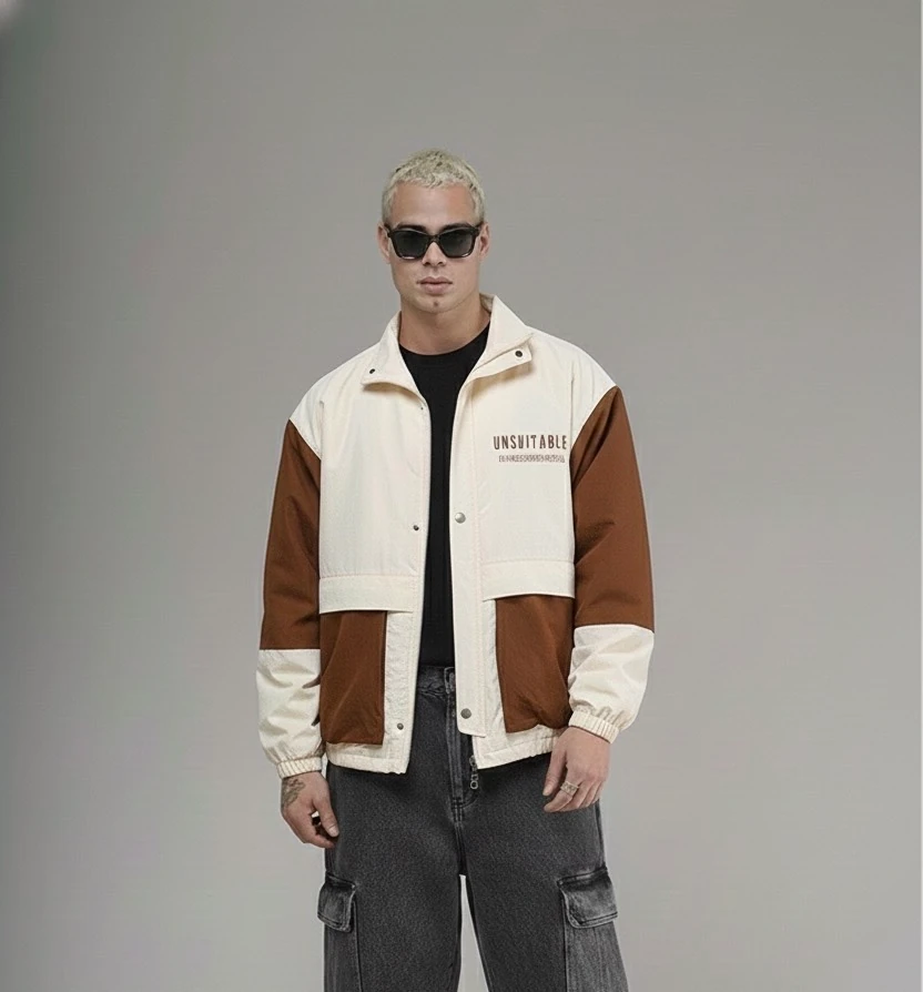 UNİSEX BEJ RENK VİNTAGE OVERSİZE CEKET 