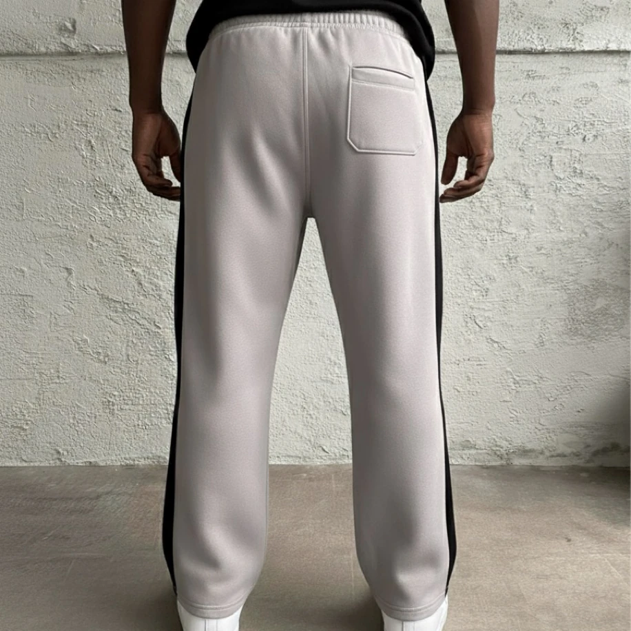 UNISEX METALİK GRİ TEK SİYAH ŞERİTLİ  BAGGY EŞOFMAN ALTI