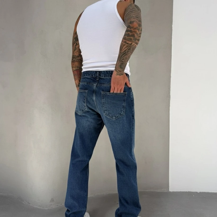 LACİVERT  RENK  BAGGY JEANS PANTOLON