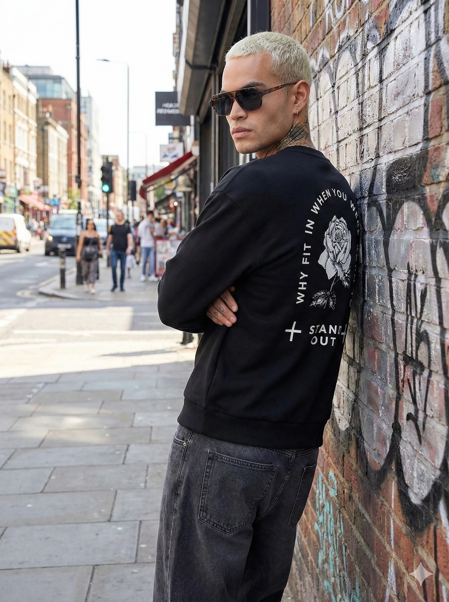 UNISEX LACİVER SIRT BASKILI  OVERSİZE SWEATSHİRT