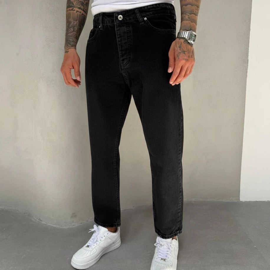 SİYAH RENK BOYFRİEND JEANS PANTOLON