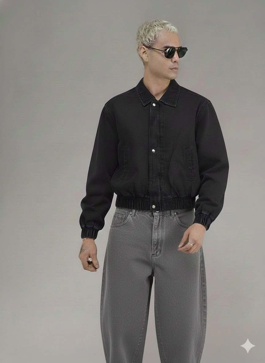 UNİSEX SİYAH RENK OLD MONEY OVERSİZE KOT CEKET       