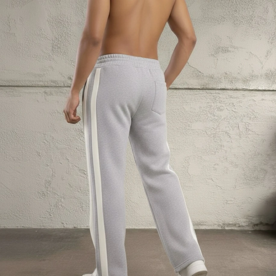 UNISEX GRİ ÇİFT BEYAZ ŞERİTLİ  BAGGY EŞOFMAN ALTI