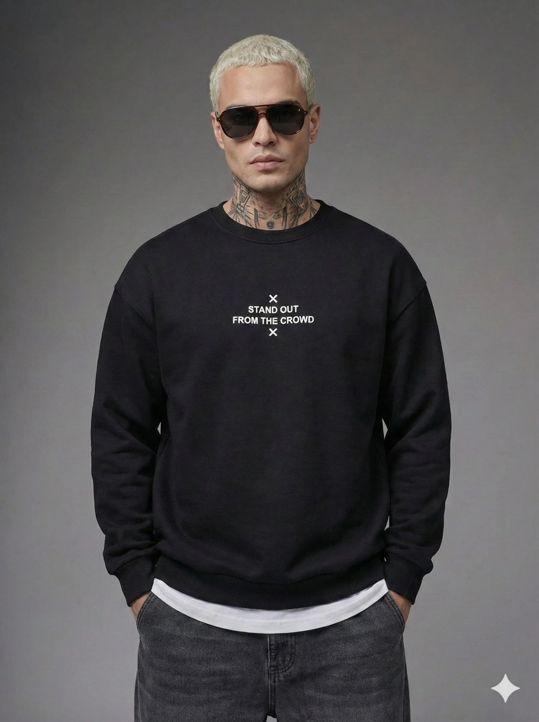 UNISEX LACİVER SIRT BASKILI  OVERSİZE SWEATSHİRT