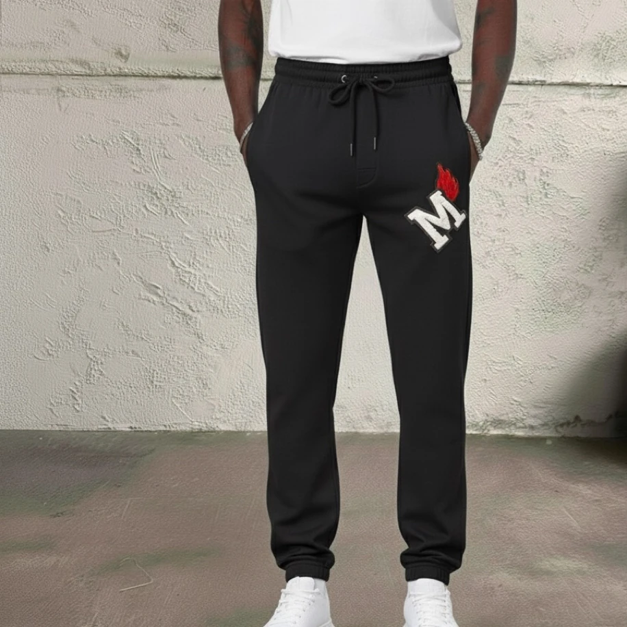 UNISEX SİYAH  BASKILI OVERSİZE EŞOFMAN ALTI