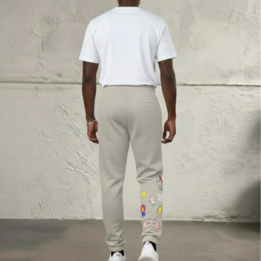 UNISEX GRİ BASKILI OVERSİZE EŞOFMAN ALTI