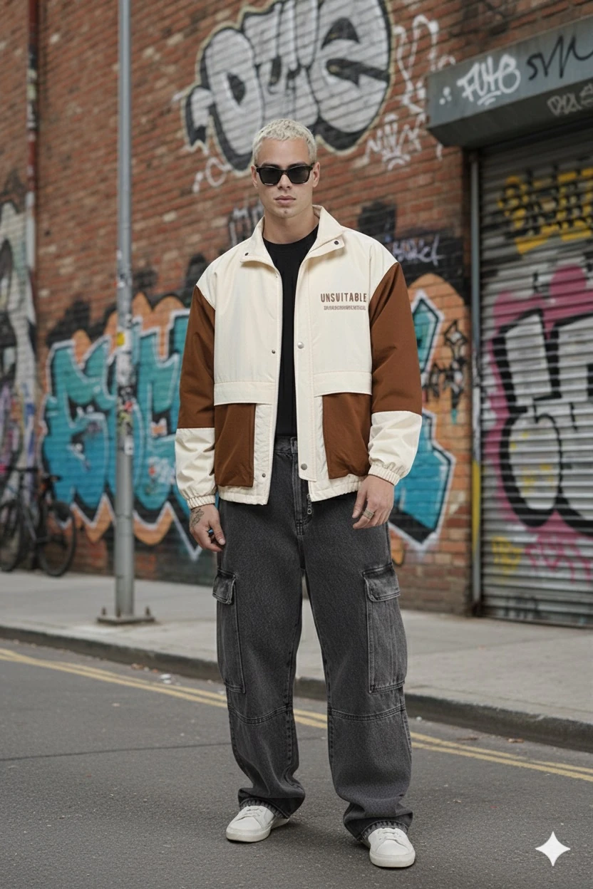 UNİSEX BEJ RENK VİNTAGE OVERSİZE CEKET 