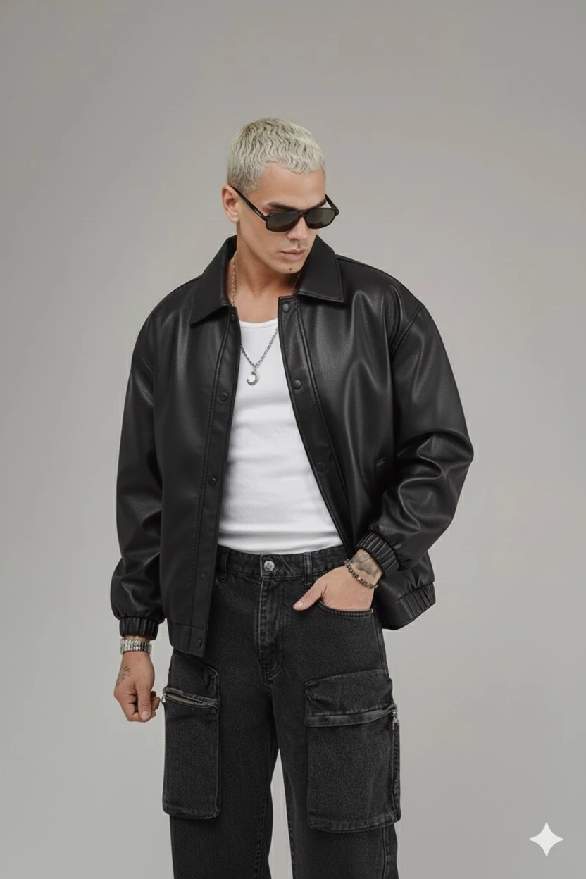 UNİSEX OLD MONEY OVERSİZE DERİ CEKET 