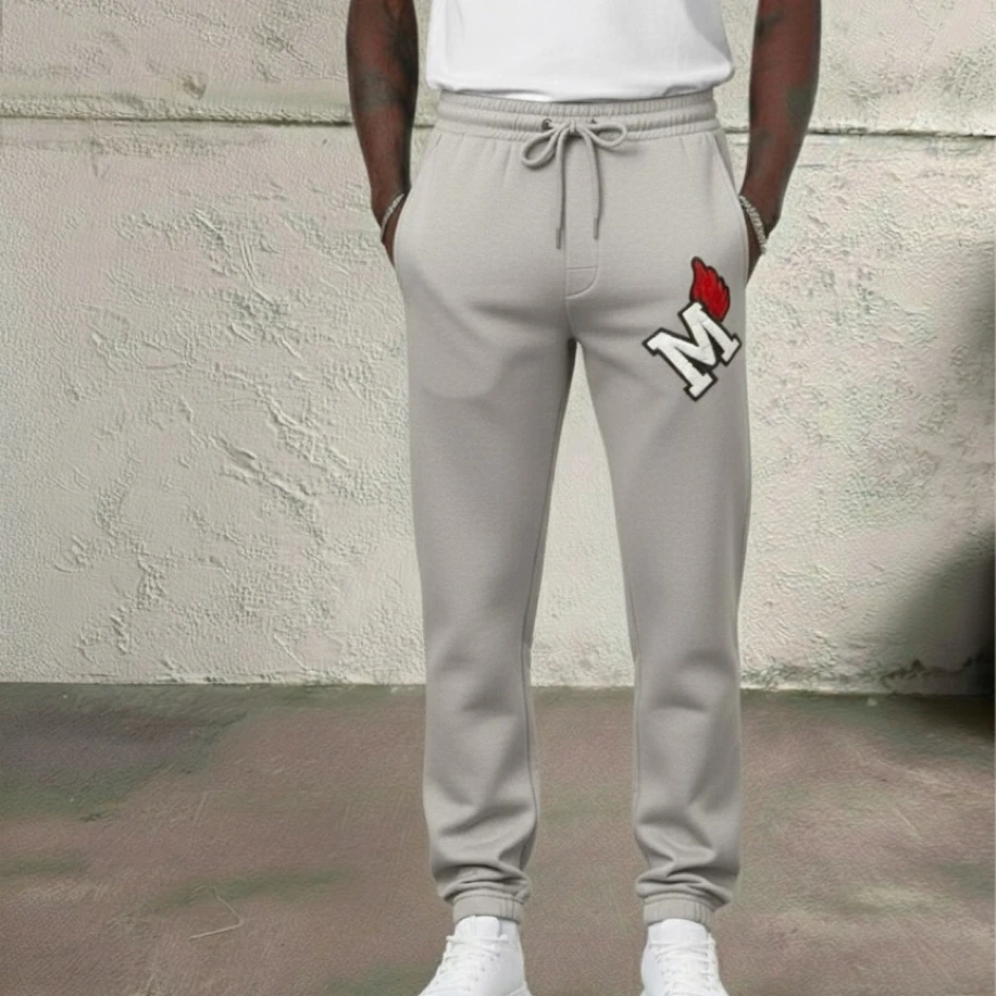 UNISEX GRİ BASKILI OVERSİZE EŞOFMAN ALTI