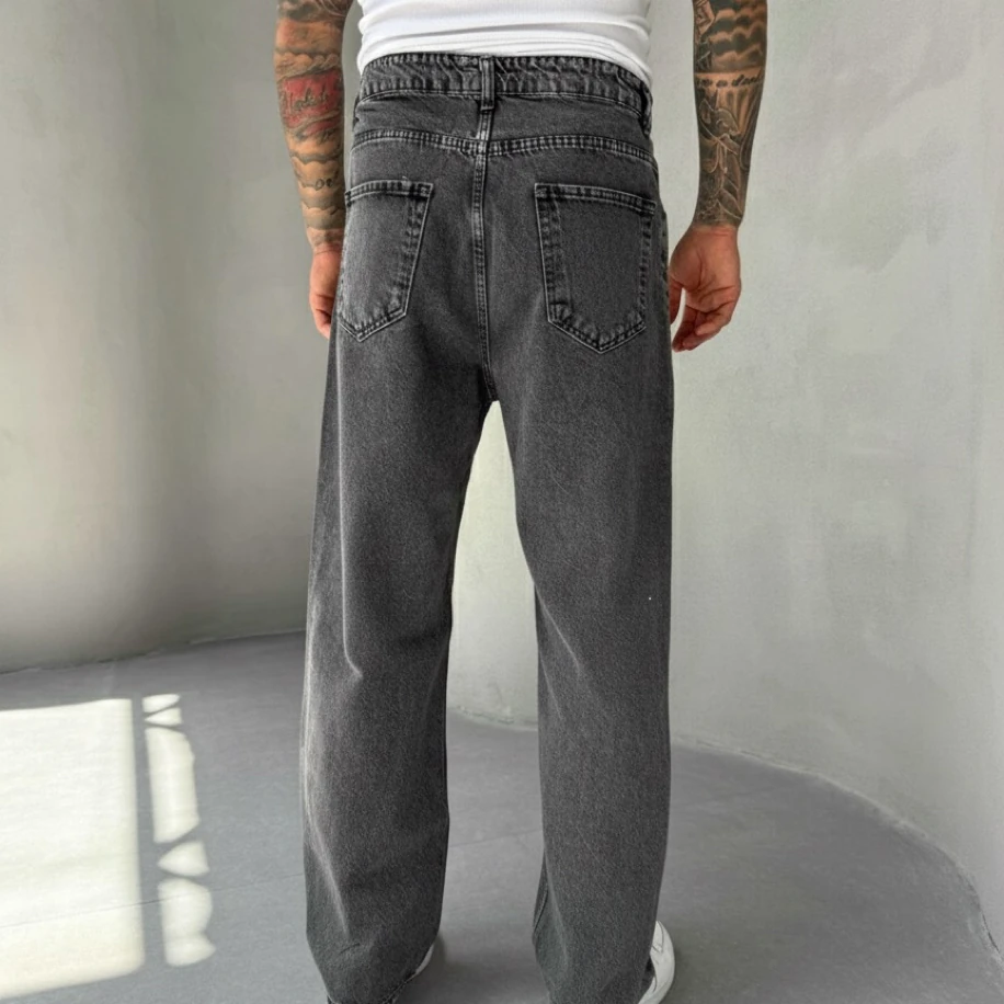 ANTRASİT RENK RELAX BAGGY JEANS PANTOLON