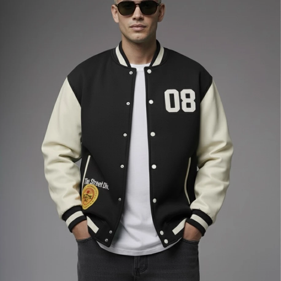 UNISEX SİYAH SIRT BASKILI OVERSİZE KOLEJ CEKET