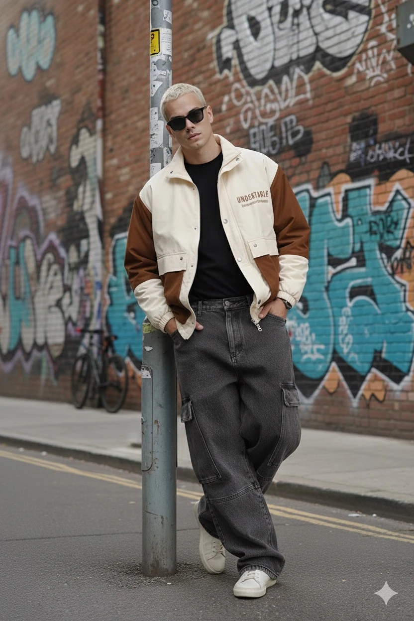 UNİSEX BEJ RENK VİNTAGE OVERSİZE CEKET 