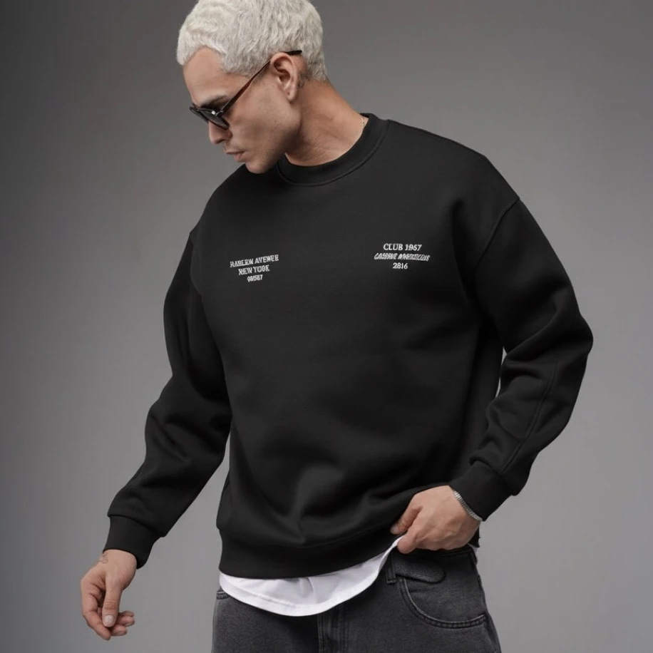 UNISEX SİYAH SIRT YAZI BASKILI  OVERSİZE SWEATSHİRT