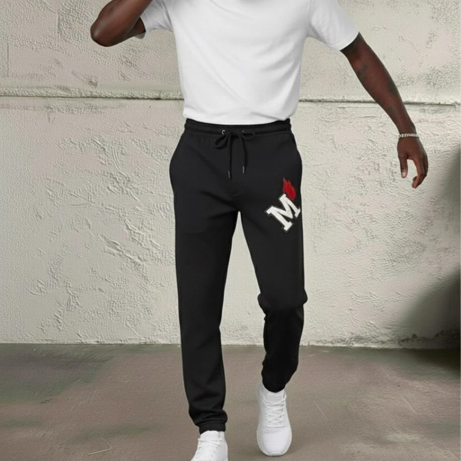 UNISEX SİYAH  BASKILI OVERSİZE EŞOFMAN ALTI