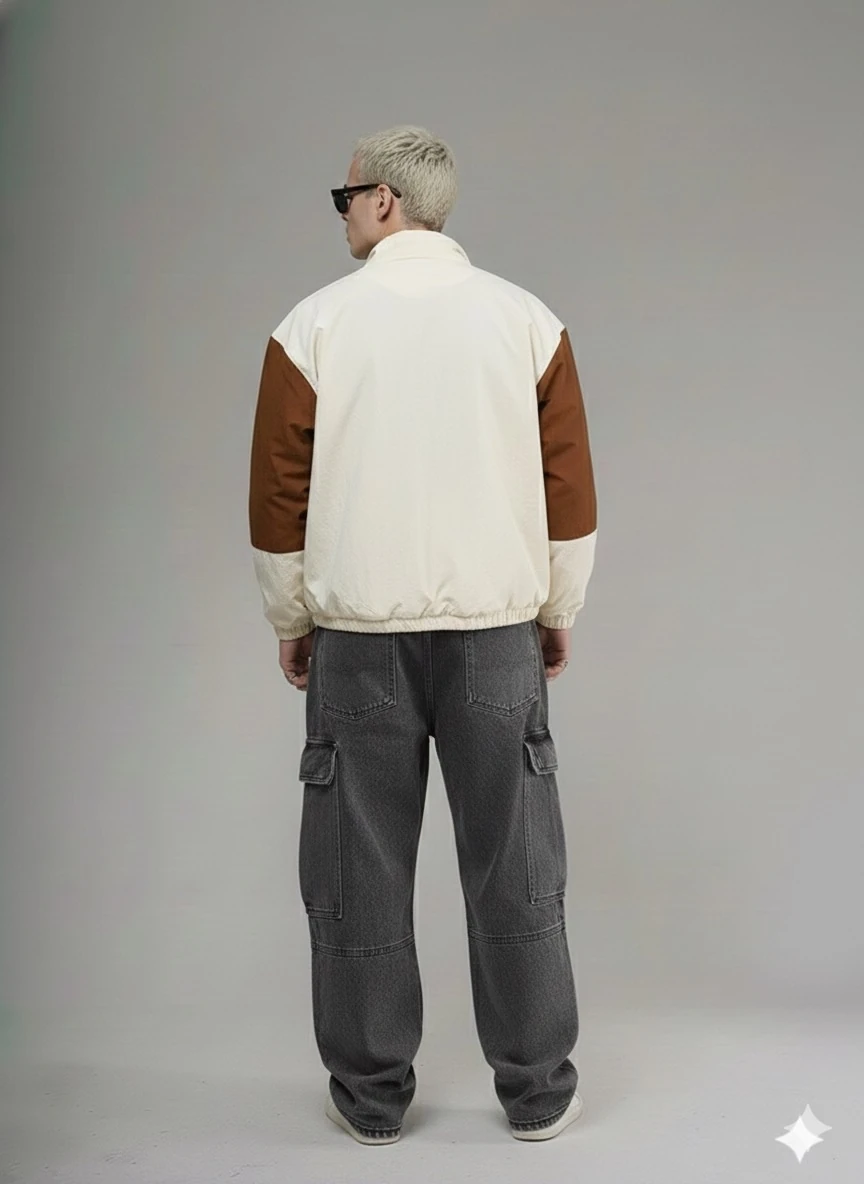 UNİSEX BEJ RENK VİNTAGE OVERSİZE CEKET 