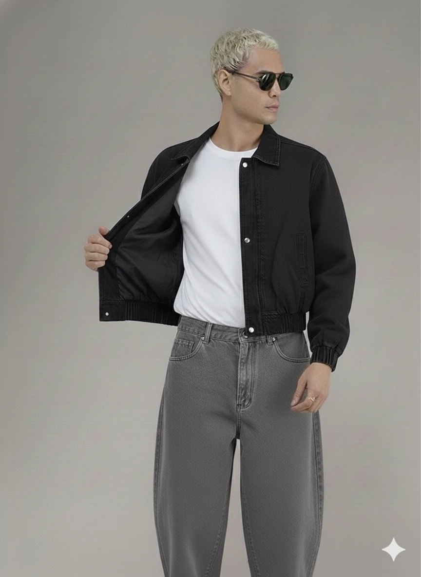 UNİSEX SİYAH RENK OLD MONEY OVERSİZE KOT CEKET       