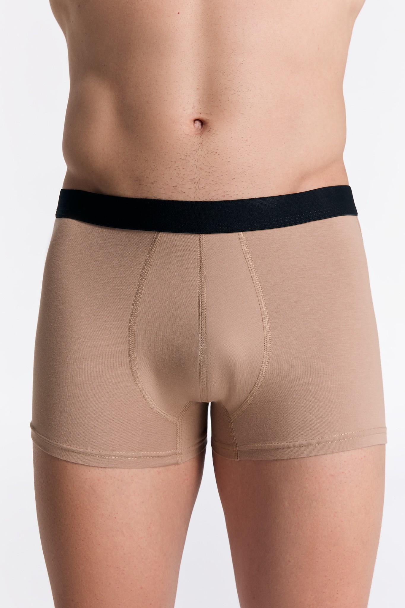 GOTS Sertifikalı Organik Pamuk Erkek Trunk Boxer İç Çamaşırı 3'lü Paket - Bej
