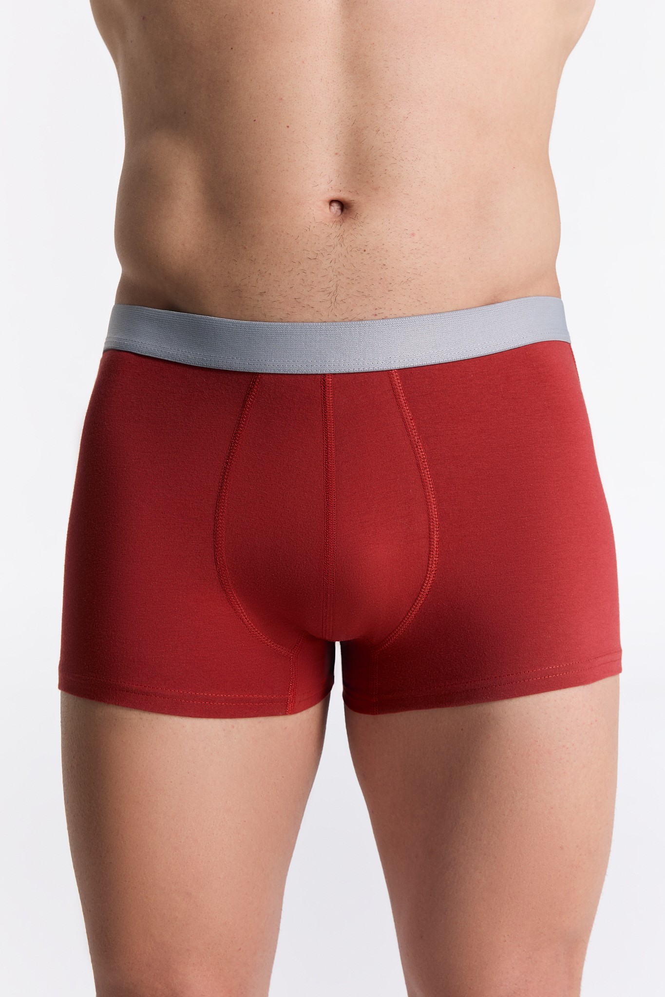 GOTS Sertifikalı Organik Pamuk Erkek Trunk Boxer İç Çamaşırı 3'lü Paket - Kırmızı