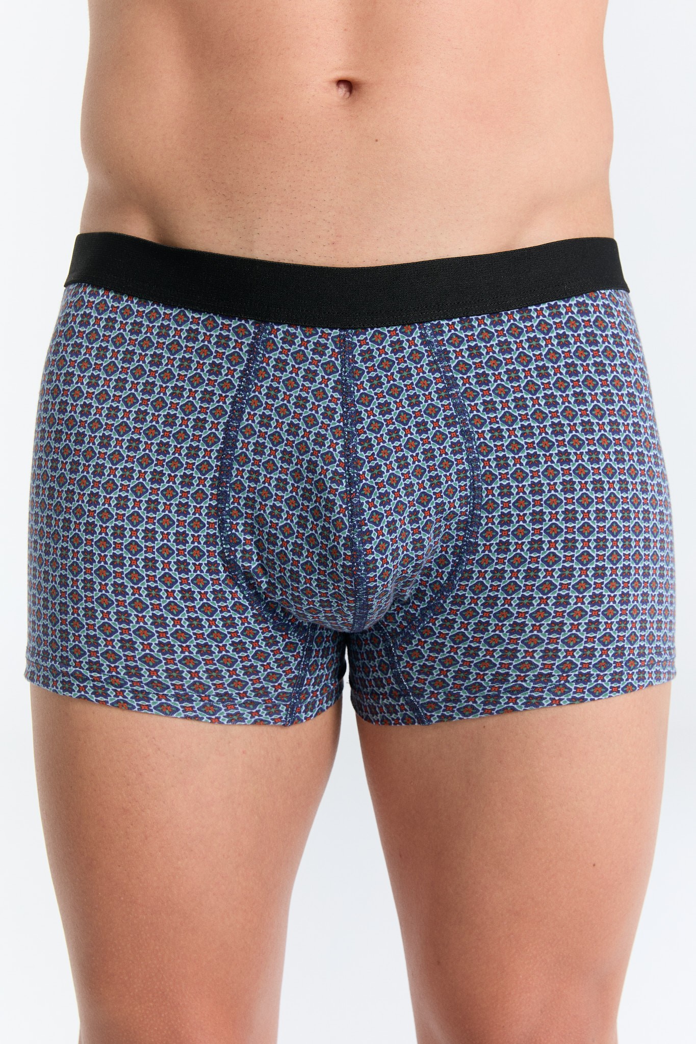 GOTS Sertifikalı Organik Pamuk Erkek Trunk Boxer İç Çamaşırı 3'lü Paket - Floralgeo