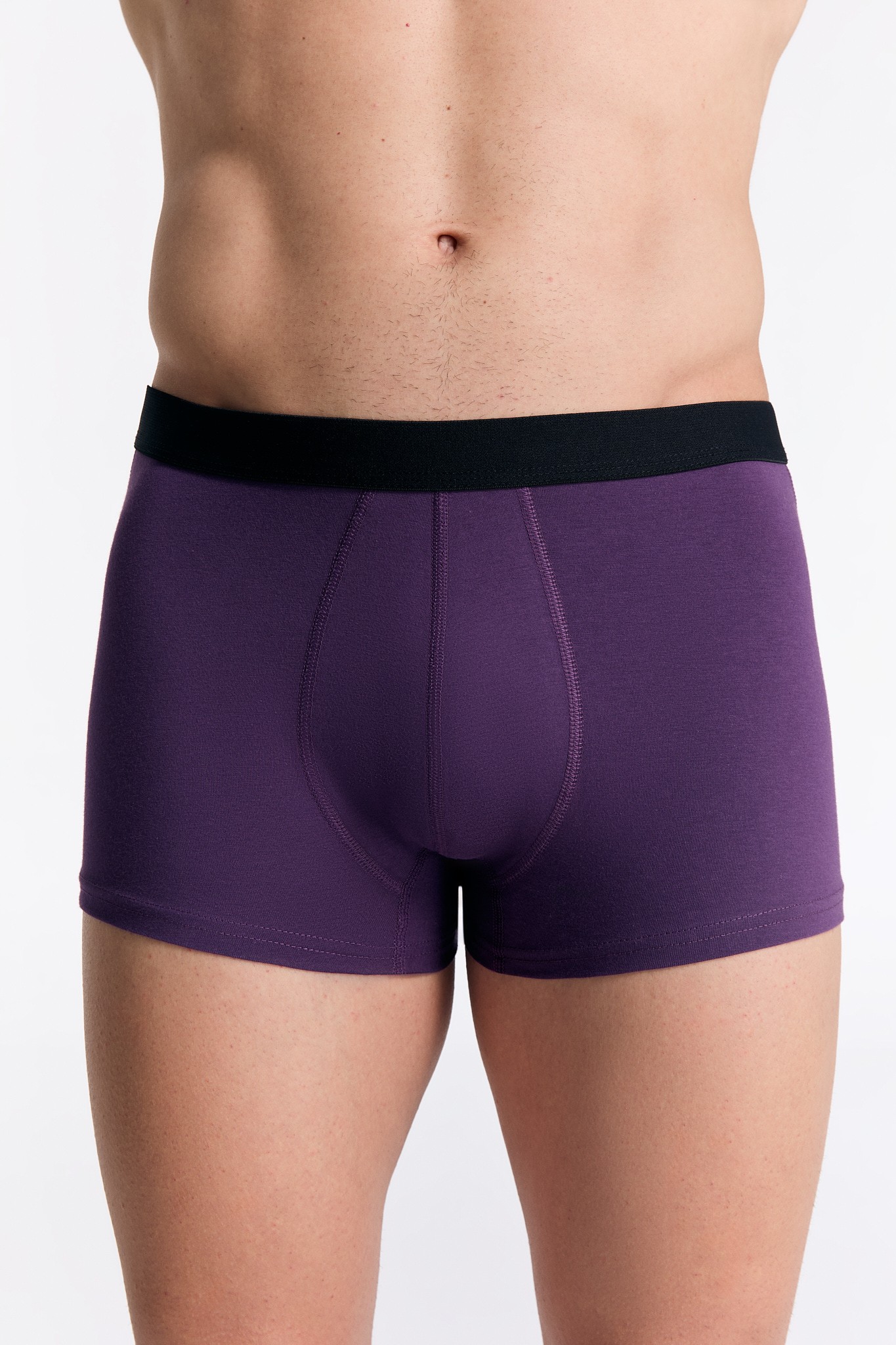 GOTS Sertifikalı Organik Pamuk Erkek Trunk Boxer İç Çamaşırı 3'lü Paket - Mor