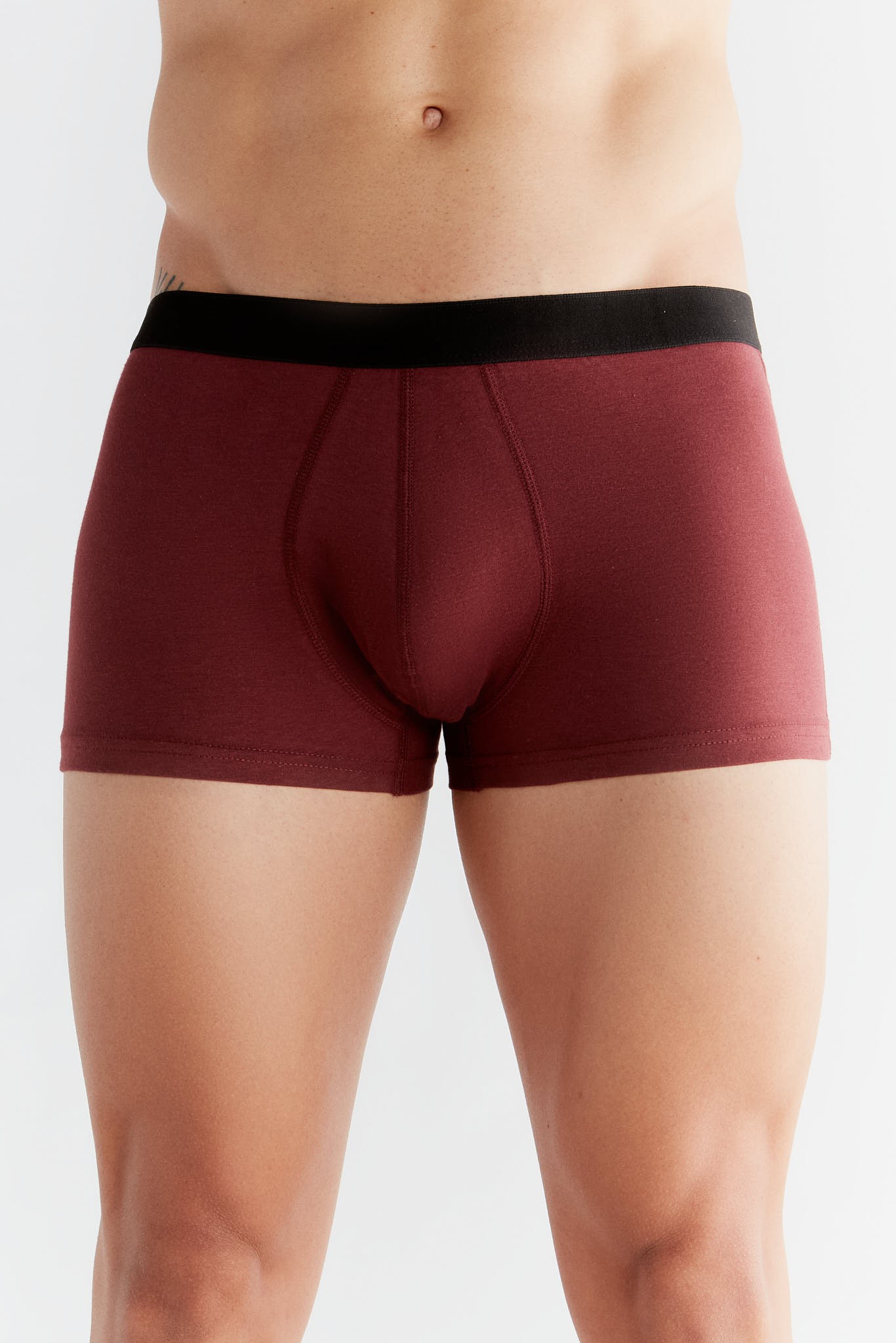 GOTS Sertifikalı Organik Pamuk Erkek Trunk Boxer İç Çamaşırı 3'lü Paket - Bordo