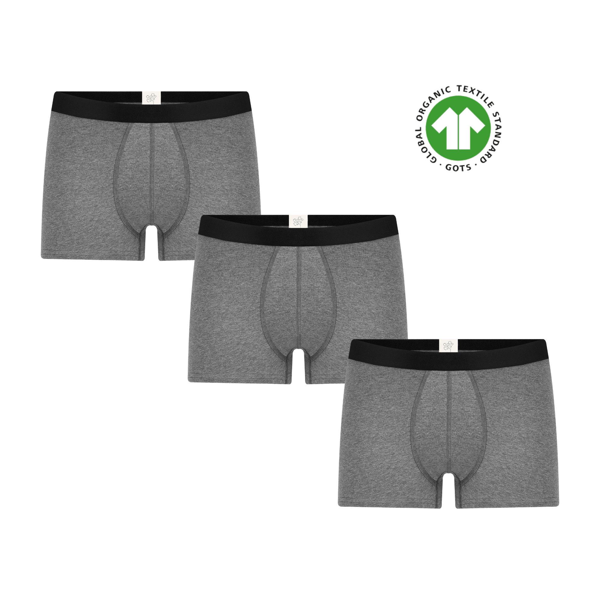 GOTS Sertifikalı Organik Pamuk Erkek Trunk Boxer İç Çamaşırı 3'lü Paket