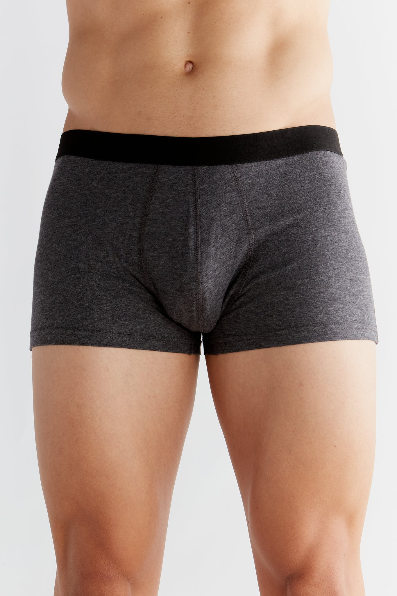 GOTS Sertifikalı Organik Pamuk Erkek Trunk Boxer İç Çamaşırı 3'lü Paket - Melanj Gri